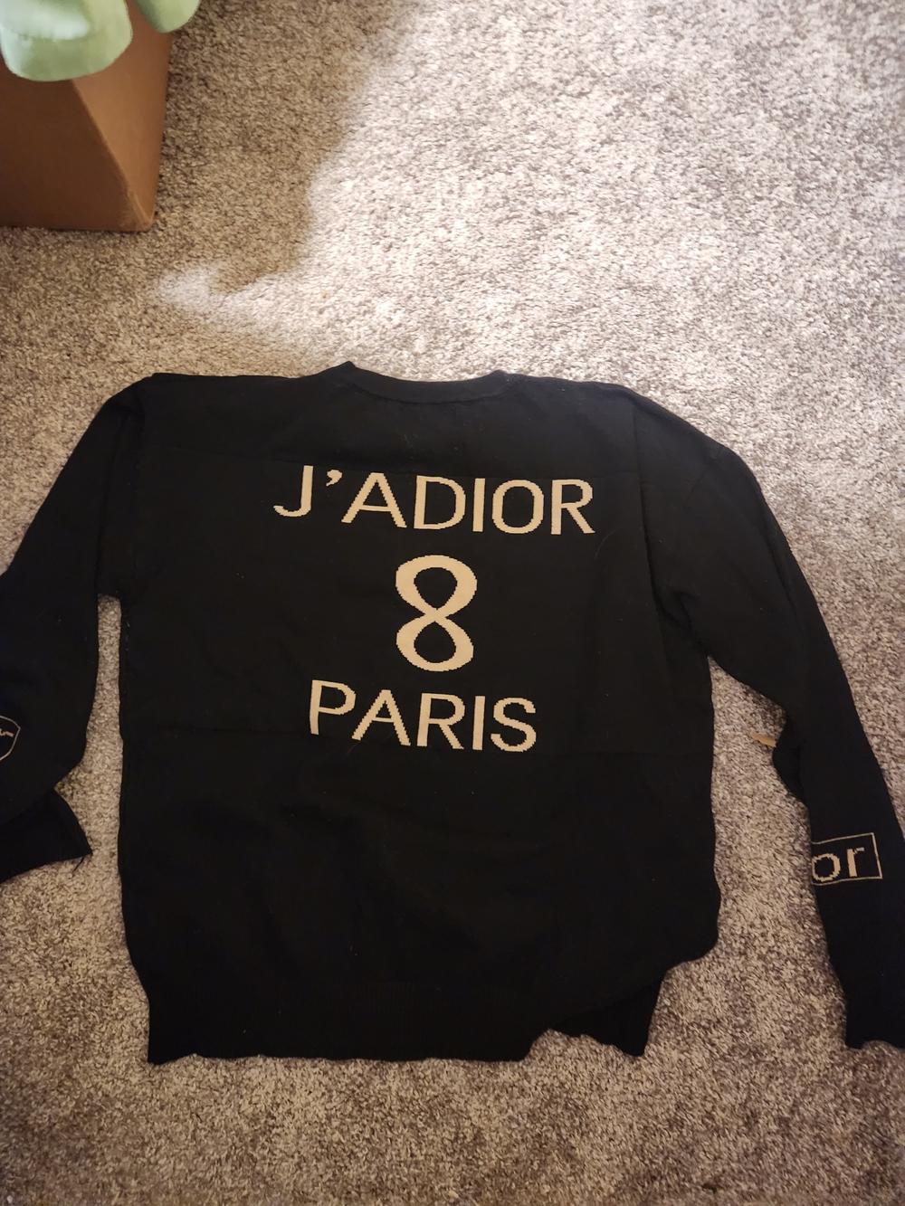 Classy Black Crewneck Sweater with Cream Lettering